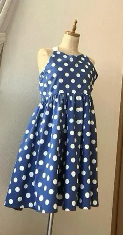 MABODECO たっぷりフレアー　水玉模様　キッズワンピース150cm