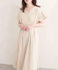 【sherbet line】接触冷感カシュクールフリル袖ワンピースのサムネイル