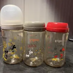 Pigeon スヌーピー ミッキー　哺乳瓶 3本セット