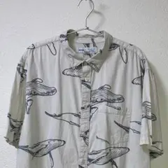 whale pattern shirt インポート古着