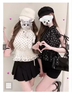 GRLドット柄アメスリフリルリボントップス、ru1708、グレイルのサムネイル