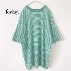 美品✨forksy. ボーダー　Tシャツ　オーバーサイズ　ゆったり　グリーンのサムネイル