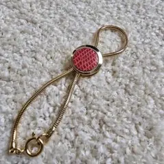 ゴールド×レッド レザー調 バッグチャーム キーホルダー