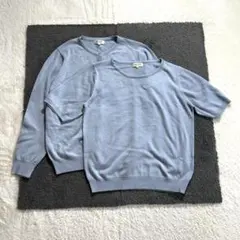 【スープ】13 水色 アンサンブル 花柄刺繍 仕事着 カジュアル 春秋