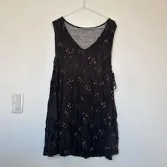 ［Ｌ］ノースリーブVネックチュニック 黒　サイド調整可能