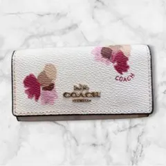 COACH コーチ キーケース 花柄 ホワイト 6連