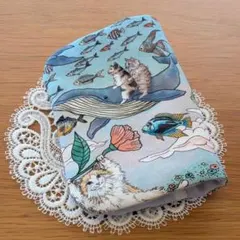 ふわふわガーゼハンカチ⭐️おとぎの国の猫と仲間たち☆月明かりの猫☆fuwara ふわふわガーゼハンカチ⭐️おとぎの国の猫と仲間たち☆月明かりの猫