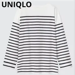 UNIQLO ボーダーオーバーサイズT長袖 S 白 ネイビー