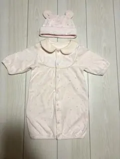 ベビー女の子50〜60㎝　冬物ピンク色ツーウェイ・ドレスオール