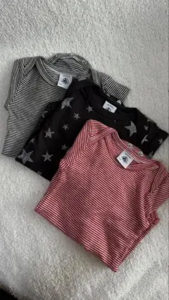 【美品】プチバトー　ロンパース　67cm　3枚セット