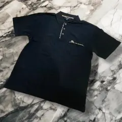 バーバリーロンドン ポロシャツ ブラック ノバチェック ホースロゴ M~L相当