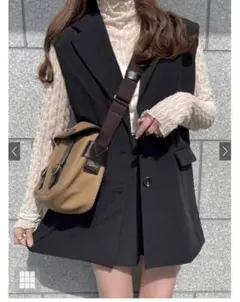 GRL バックスリットジレ ブラック