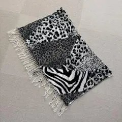 シ*ス様 動物柄グレー系ストール フリンジ付き