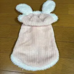 ウサギ耳付きフリース犬服 ピンク