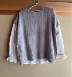 ニットベスト ブラウス セット [M/グレー]