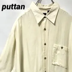 T-614 puttan 総柄シャツ 半袖シャツ レーヨンXL 黄 USA古着
