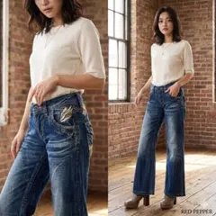 RED PEPPER 刺繍デザイン ブーツカットデニム