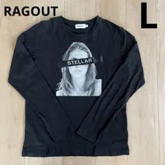 RAGOUT 長袖 ロンT ロングTシャツ 黒 ブラック プリント インパクトL