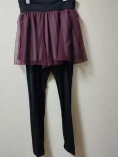 【美品】Chacott フリル付きレギンス 黒と紫 美品】Chacott フリル付きレギンス 黒と紫 | Mercari