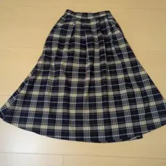 ハニーズ シネマクラブ チェック柄フレアロングスカート ネイビー/ベージュ