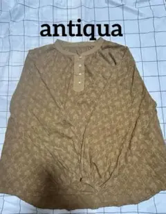 antiqua インド綿 ドビー織り長袖 トップス キャメル系ブラウンのサムネイル