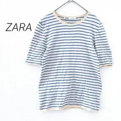 ザラ 半袖ニット アイボリー ボーダー 薄手 きれいめ 春夏