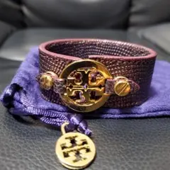 Tory Burch ブレスレット レザー パープル ゴールドのサムネイル