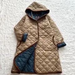 美品✨ ラベンハム キルティングロングジャケット イギリス製 38 フーデッド