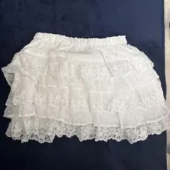 フリル付きレース ホワイトミニスカート