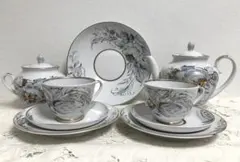 ロモノーソフ♦️月灯り カップ&ソーサー&ケーキ皿 トリオセット 