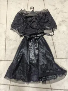 さらにお値下げブラック サテン レース パーティードレス