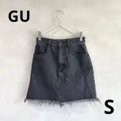 270 GU ジーユー　デニムミニスカート フリンジヘム　ブラック　Y2K 平成