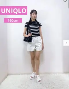 ユニクロ　デニムショートパンツ　160 白