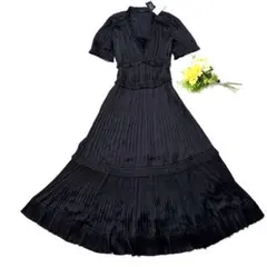 新品タグ付 現行 ポロラルフローレン プリーツロングワンピース 黒 6 XL相当