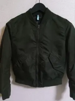 【美品】ユニクロ　UNIQLO　MA-1ブルゾン　ミリタリーブルゾン　カーキ　S
