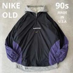 90s USA製OLD NIKE ナイキ NFL センター刺繍 ナイロンピステ