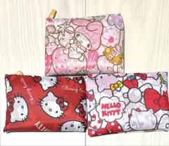 新品　キティちゃん　マイメロ　サンリオ　折りたたみ　大容量エコバッグ　3個セット
