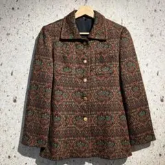 80s-90s courreges 総柄ニットジャケット　ヴィンテージクレージュ