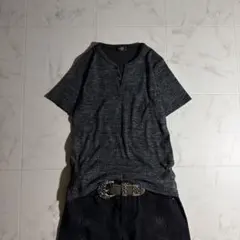 00s Y2K Slub Henley Tee Grunge Fadeのサムネイル