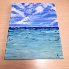 アクリル画 F3号 キャンバス 原画 アート海と空の風景画