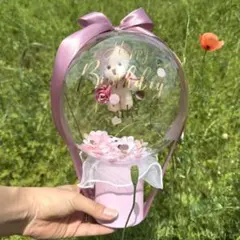 【置き型】くまさんクリアバルーン｜ギフト 風船 誕生日 プレゼント 記念日 風船