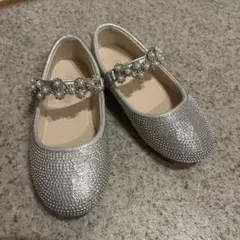 シルバー ビジュー付き バレエシューズ