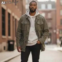 USA古着GAPミリタリージャケットモッズコート良フェードオリーブグリーンXL