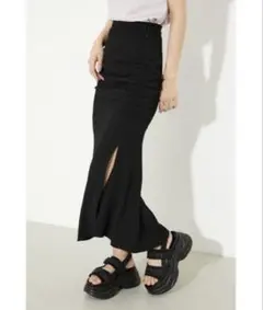 【rienda】ギャザーマーメイドジャストウエストスカート マーメイドスカートS