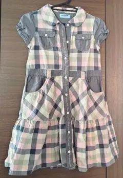 pom ponette jeans チェック柄ワンピース 半袖 140cm