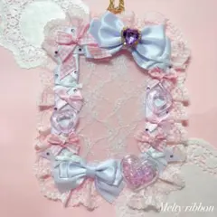 ♡現品限り♡ デコ硬質ケース ピンク×パステルパープル クリアハート B7