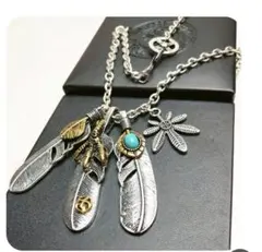 ネックレス　ターコイズ　フェザーアメカジ　ネイティブアメリカン　インディアン