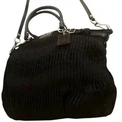 美品 コーチ ショルダーバッグ トート ブラック キャンバス 2way