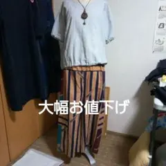 売り切りお値下げ！柿渋染め大漁旗バルーンパンツ 売り切りお値下げ！柿渋染め大漁旗バルーンパンツ
