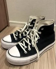 コンバース 厚底 ブラック ハイカット スニーカー US7(24cm)